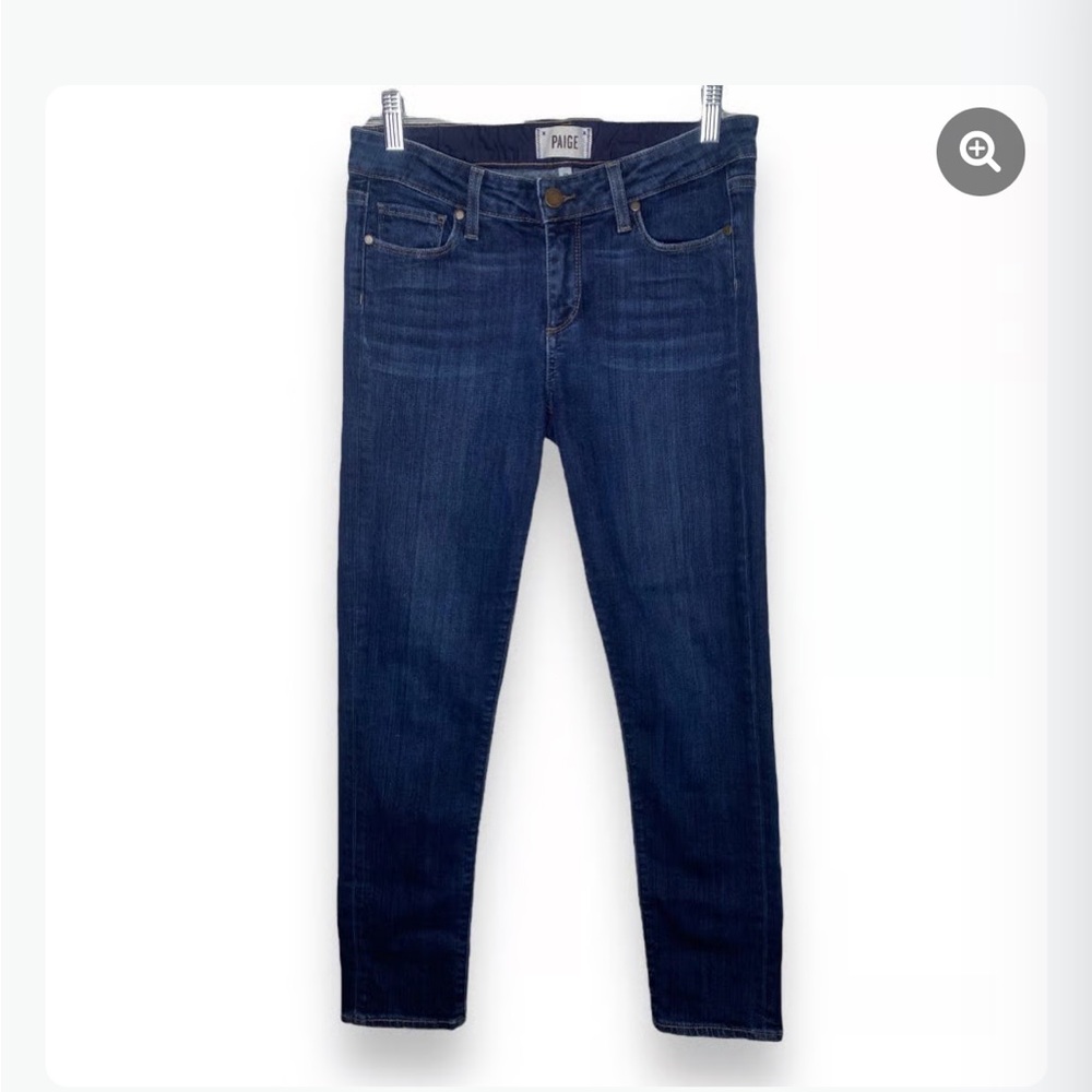 PAIGE Women's Ankle & Cropped Jeans - Dark Blue Size 28